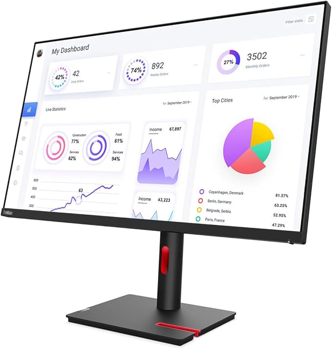 Lenovo ThinkVision T22i-30 21.5 Full HD WLED LCD Monitor - 16:9 - Raven Black