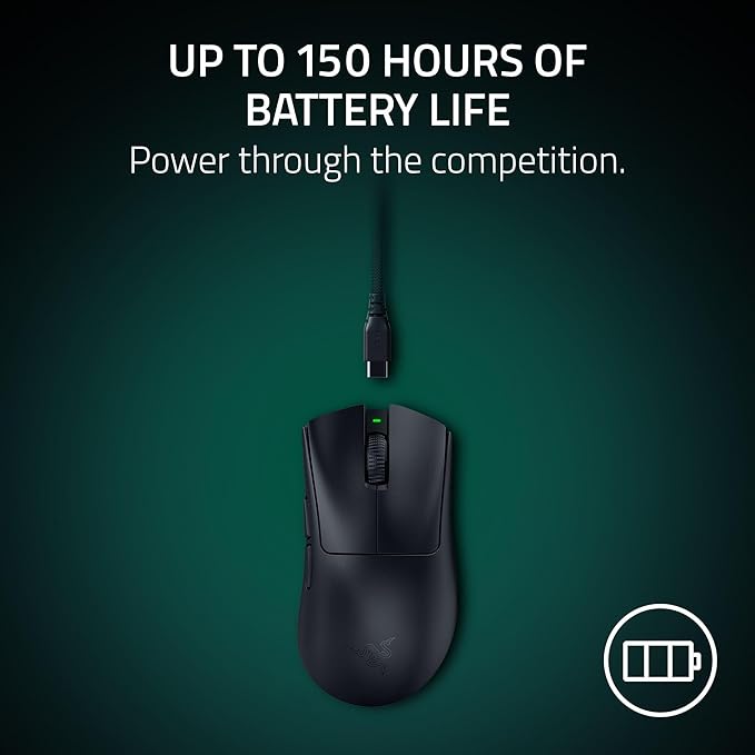 Razer DeathAdder V4 Pro Wireless Gaming Mouse – Lightweight 56g HyperSpeed Wireless Gen-2 Gen-4 Optical Switches Optical Scroll Wheel Focus Pro 45K Sensor Up to 150Hr Battery Black (Renewed)