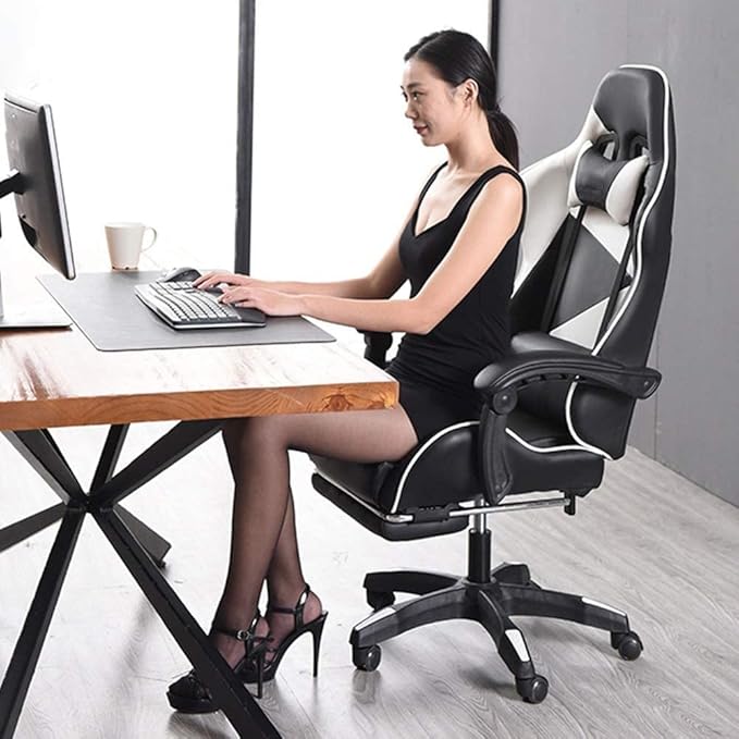 Office Chair E-Sports Chair Ergonomic Video Game Chair Reclining Office Chair Lift Swivel Chair Computer Chair Office Desk Chair (Color : Black White) Needed