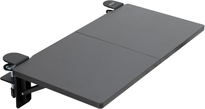 VIVO Clamp-on 24 x 12 inch (14 Including Clamps) Desk Extender Wrist Support Foldable Keyboard Tray Table Mount for Sit Stand Desks Black DESK-EXT24.
