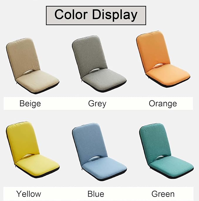 Adjustable Folding Floor ChairPortable Padded Seating with Back SupportFloor Gaming Chair Sofa Chair for MeditationReadingWatching TV or GamingSpace Saving (Orange)