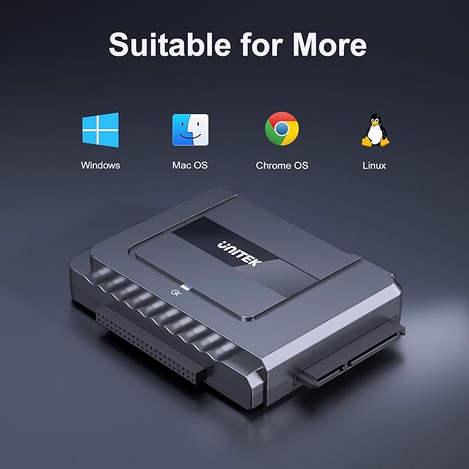Unitek USB C to SATA 6Gbps IDE Adapter External Hard Drive Converter Kit for Universal 2.5/3.5 inch HDD/SSD Hard Drive Disk DVD-ROM/CD-ROM/CD-RW with USB C Connector &amp 12V/2A Power Adapter