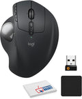 Logitech MX Ergo S Wireless Trackball Mouse 2.4 dpi Laser Sensor 6 Programmable Buttons 4-Way Scroll Wheel for PC/MAC Bundle with Mouse Pad (Black) + Microfiber Cleaning Cloth