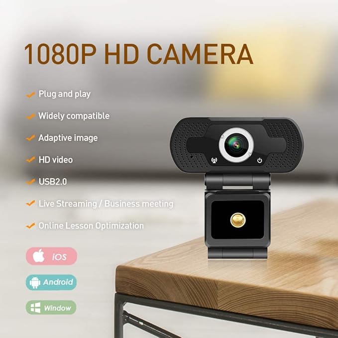 Computer Camera Arrival Mini Web Camera Free Driver Student Class Computer Camera Micro Inside Webcam 1080P Webcam with Cover for Laptop