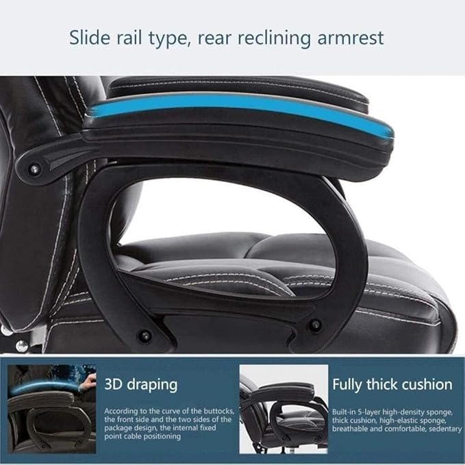 Ergonomic High-Back Office Chair with Footrest PU Leather Gaming Desk Chair Reclining 150° Adjustable Height 330lbs
