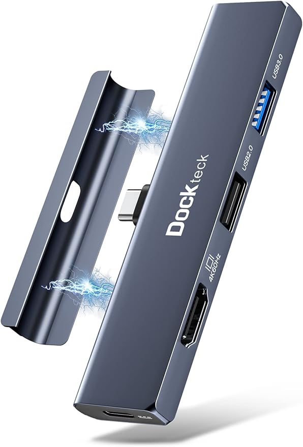 iPad Pro USB C Hub Multiport Adapter - Dockteck USBC Hub 5 in 1 with 100W PD 4K 60Hz HDMI Audio USB 3.0 USB C Dock with Magnetic Grip for iPad Pro 12.9 2021 2020 2018 iPad Air iPad mini 6