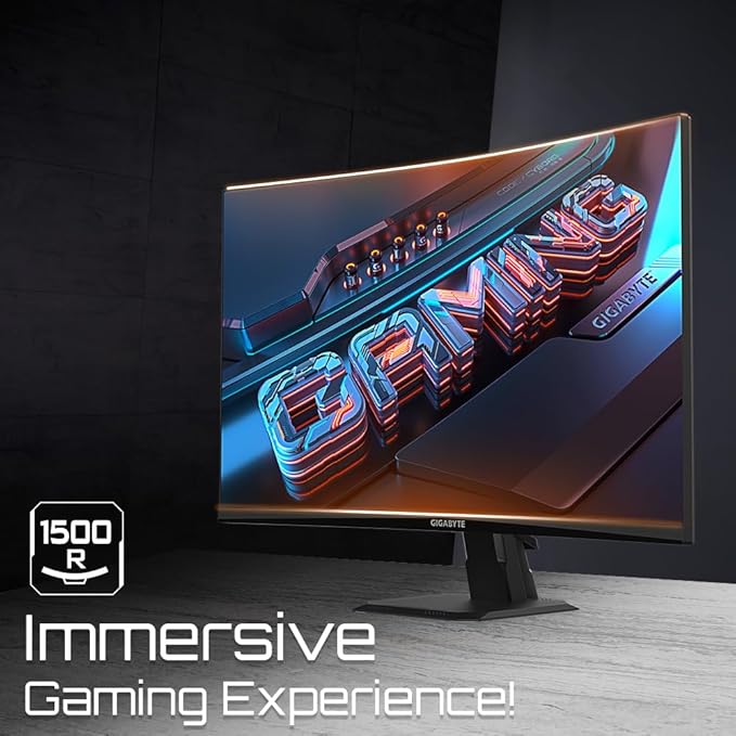 Gigabyte GS27FC 27 FHD Curved Gaming Monitor - 1920 x 1080 180Hz 1 250 cd/m² FreeSync Premium HDR Ready HDMI 2.0 DisplayPort 1.4