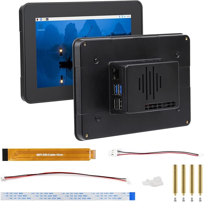 Waveshare 7inch DSI Capacitive Touch Display 720×1280 Pixels IPS Panel Optical Bonding Toughened Glass Panel 10-Point Touch Anti-Fingerprint Process Comes with Protective Case