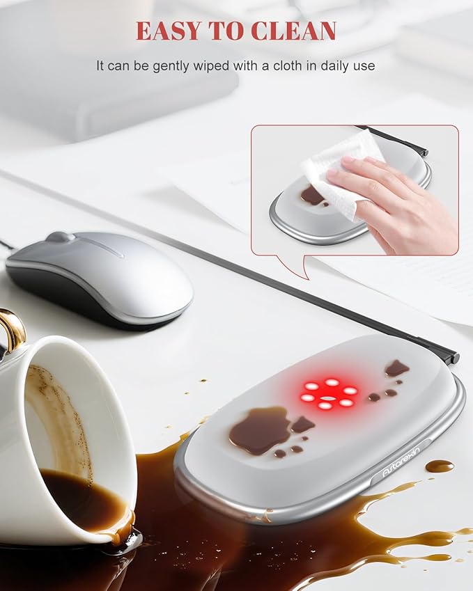 Red Light Therapy Mouse Wrist Rest - 660nm+850nm Touch-Activated Near-Infrared Light for Hand Ergonomic Design for Office/Gaming/Travel/Laptop
