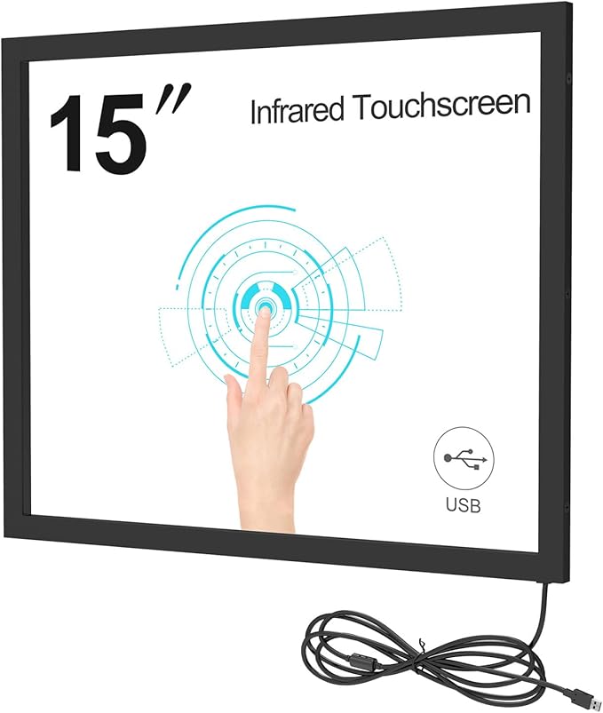 Bewinner Infrared Touch Frame Interactive IR Touch Overlay Panel for Education Digital Signage with USB InterfaceAluminum Alloy Touch Screen Overlay (15 inch)