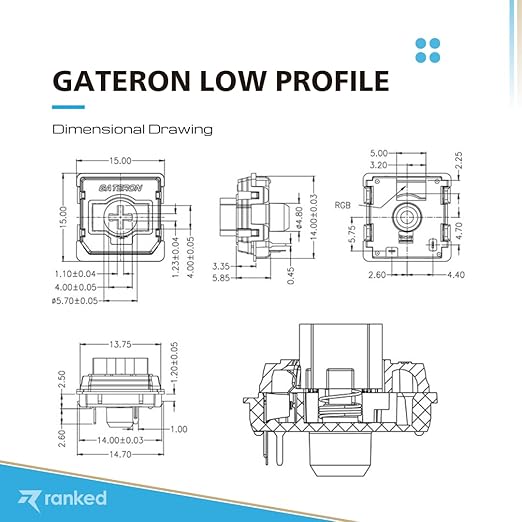 Ranked Gateron Ks-33 Low Profile v2 Key Switches for Mechanical Gaming Keyboards | Plate Mounted (Gateron Brown 90 Pcs)