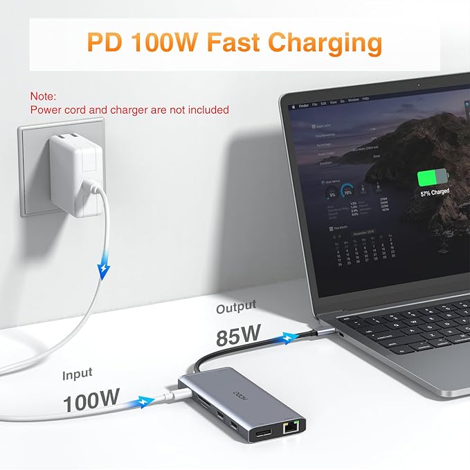 USB C Docking Station Dual Monitor for Dell HP Lenovo Surface Laptop USB Hub for Laptop Adapter Docking Station Dual Monitor HDMI USB C Dongle with 2 HDMI DP 5 USB Ports 100 W PD SD TF Ethernet Audio