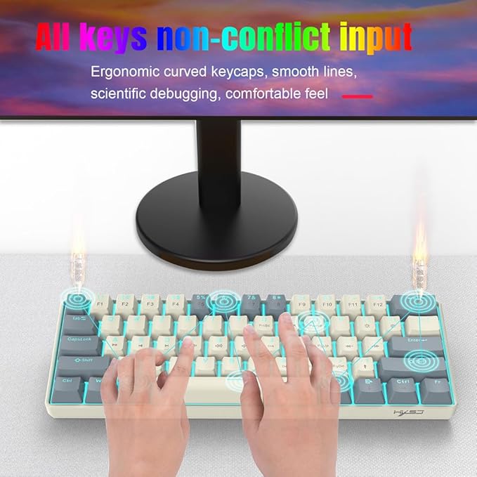 Docooler 60% Wired Keyboard 61-Key RGB Gaming Keyboard 61 Keys Hot-Swap Compact Mechanical Keyboard Linear Red Switch for Gaming &amp Office Wired Computer Keyboard Ergonomic - Ice Blue