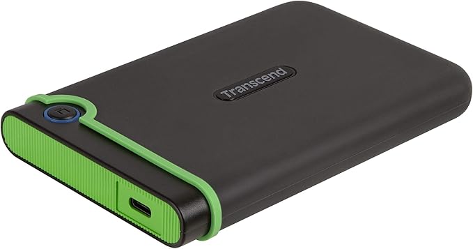 Transcend StoreJet 4TB Rugged External Hard Drive USB3.1(5Gbps) Type-C Portable HDD One Touch Auto-Backup Button/Anti-Shock Resistant/Compact&ampLightweight&ampLightning Fast-Speed Iron Grey-TS4T