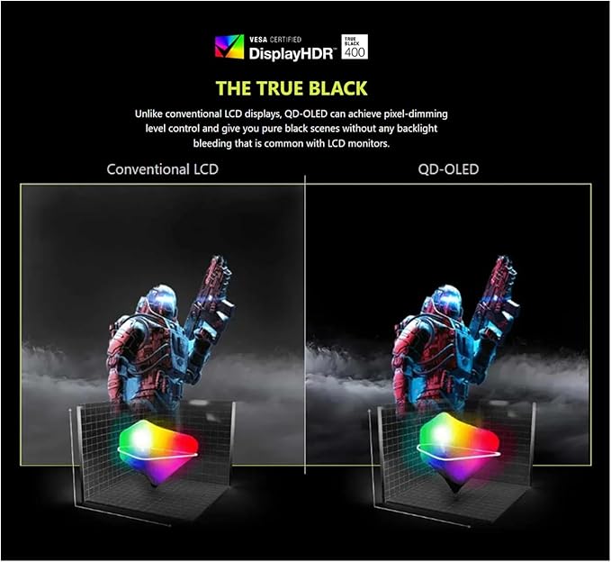 msi 27 QD-OLED Gaming Monitor | QHD(2560x1440) 240Hz 0.03ms | AMD FreeSync Premium Pro | True Black HDR 400 99% DCI-P3 | USB-C Adjustable Ergonomic Stand