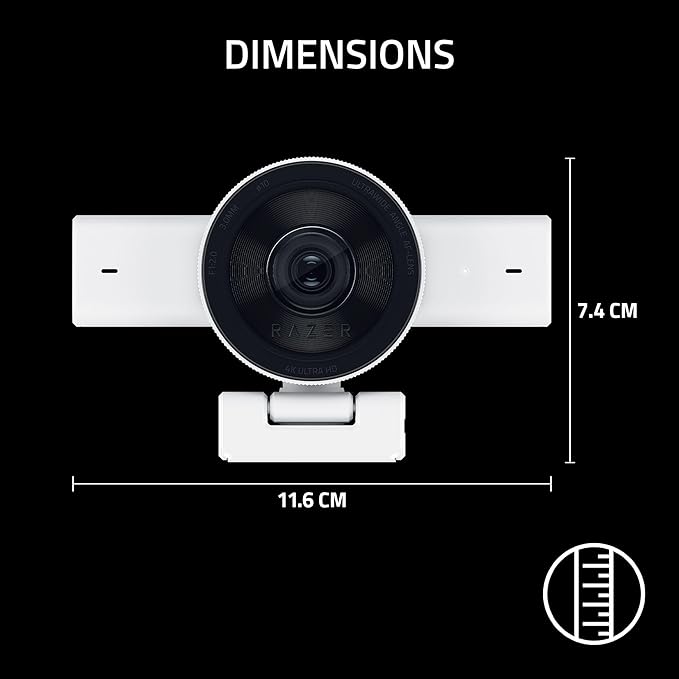 Razer Kiyo V2 Streaming Webcam: 4K 30 FPS 1080p 60 FPS - AI Powered Auto-Framing - Built-in Microphone - Ultrawide Angle Lens - Privacy Cover - Works with OBS Xsplit Discord Zoom Teams - White
