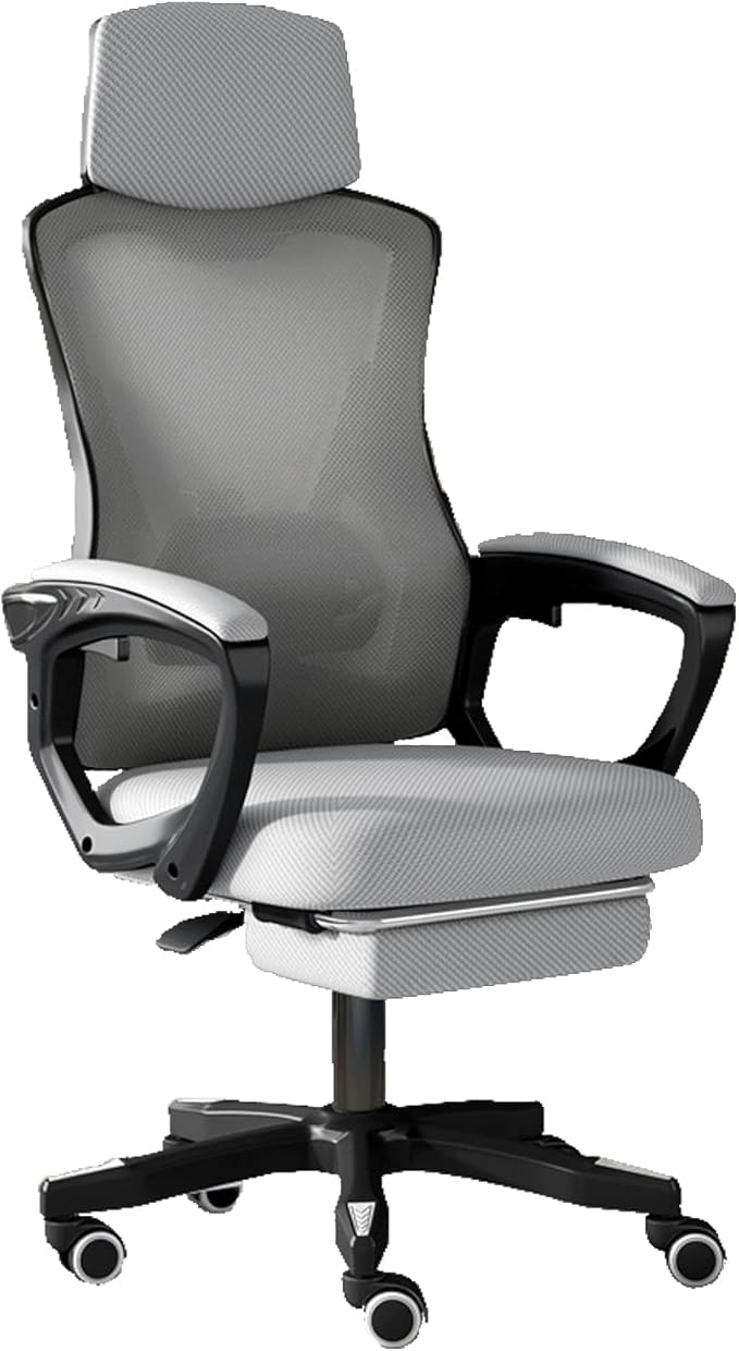 Ergonomic Gaming Chair Adjustable Height High Back Video Game Chair with Footrest and Lumbar Support for Adult Teen Home Bedroom Gaming Gray