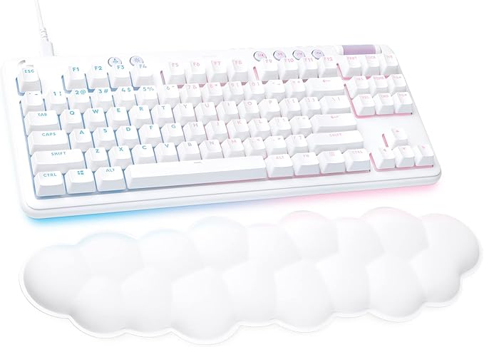 Logitech G713 Wired Mechanical Gaming Keyboard with LIGHTSYNC RGB Lighting Linear Switches (GX Red) and Keyboard Palm Rest PC and Mac Compatible - White Mist