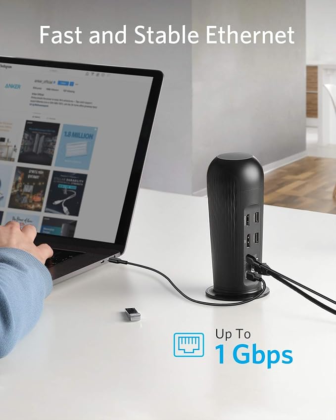 Anker Docking Station PowerExpand 12-in-1 USB-C PD Media Dock 60W Power Delivery 4K HDMI and DP 1 USB-C&amp3 USB-A 3.0 Data Ports SD and TF Slots Gigabit Ethernet Audio