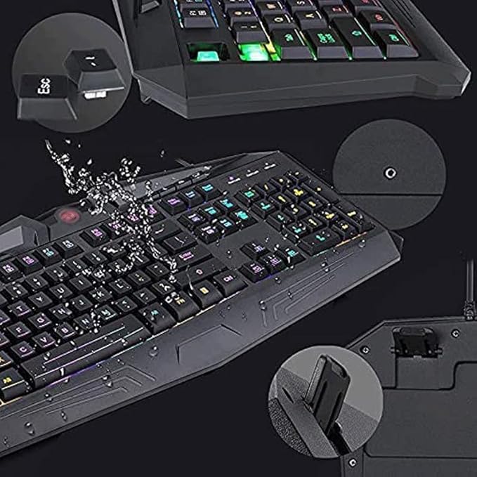 Backlit Wired Gaming Keyboard and Mouse Combo Illuminated Cable Game Support Waterproof Line Length 1.8 Meters