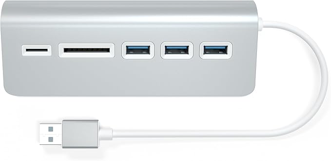 Satechi Aluminum USB 3.0 Hub &amp Card Reader - Compatible with M5 MacBook Pro M5 MacBook Air iMac Surface Pro Dell XPS and More (Silver)