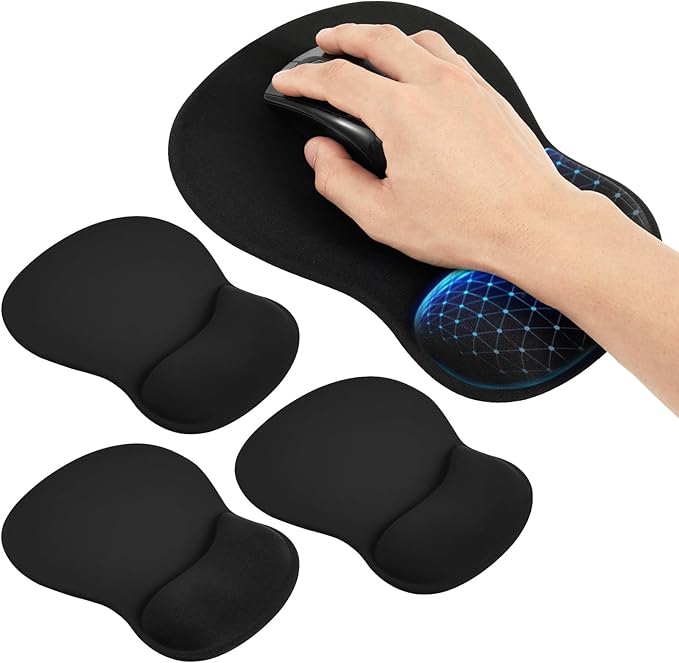 Ergonomic Mouse Pad with Gel Wrist Rest 4 Pack Smooth Wrist Support Surface Comfortable Mousepad with Non-Slip Base for Laptop Computer Office &amp Home Desk Accessories.