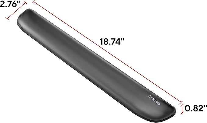 STAPLES Gel Keyboard Wrist Rest Ergonomic Non‑Slip Wrist Support Cushion for Comfortable Typing Durable Gel‑Filled Design Black Crystal