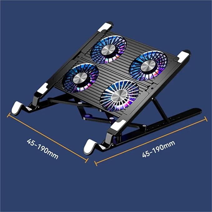 Compatible for Foldable Laptop Cooler Base with 4 Fans Adjustable Portable Cooling Pad for 13-17.3 Inch Notebook