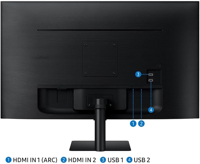 Samsung 32 Smart FHD VA Monitor with HDR10 4ms Response Time Anti Glare Flicker Free VESA Mount (100mm) HDMI &amp DKZ Hub Black Color 2 Pack ErgoFlexy Dual Monitor Mount