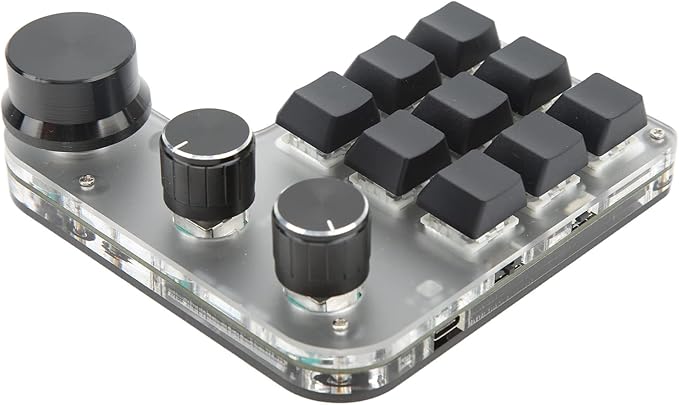 VINGVO One Handed Gaming Keyboard Macro Keyboard Acrylic Macro Keypad with Storage Function for Office Games