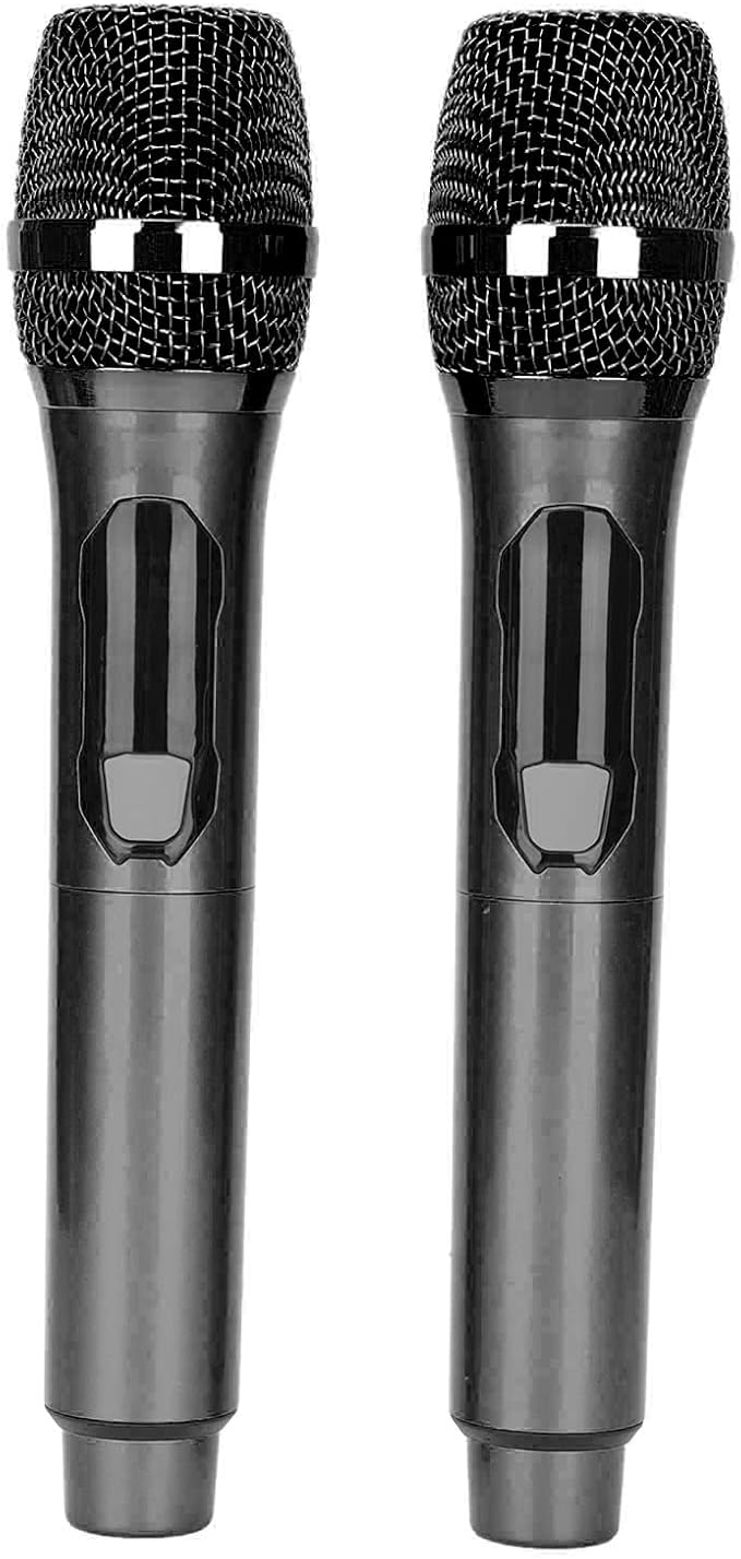 Cuifati Cordless Microphone Dual Digital Dynamic Microphone with Receiver 50m Range 3.5mm Adapter Microphone with Smart LED Display for Singing Karaoke Meeting Wedding (Black)
