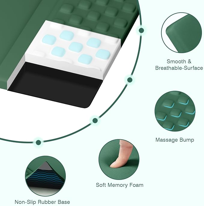 Ospelelf Keyboard Wrist Rest Stand Pad and Ergonomic Mouse Pad Set with Large Mousepad Memory Foam Comfort Premium Office Desk Accessories for Pain Relief Green