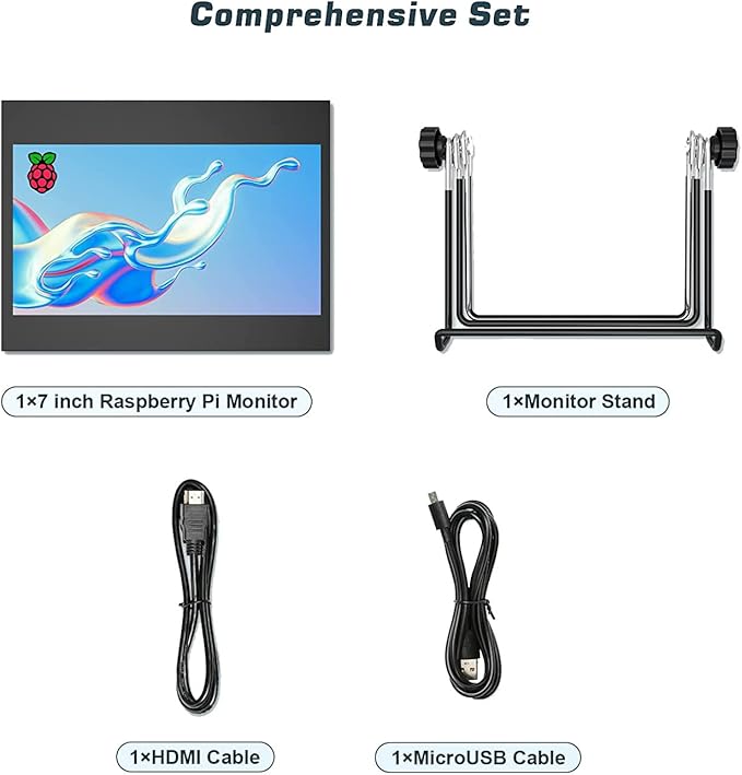 PONPY 7 Raspberry Pi Touchscreen Monitor USB/HDMI Portable Monitor Capacitive Pi Display for PC Phones Raspberry Pi 4B 3B+ 3B 3A+ 2B B+
