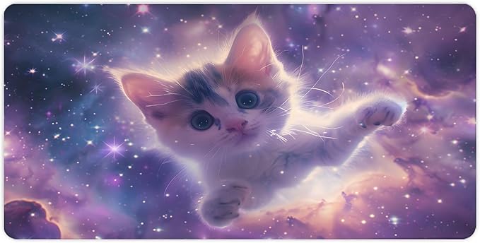 XXL Gaming Mouse Pad Animal Galaxy Cat XXL Gaming Mouse Pad Large Desk Mat Protector for Desktop Anti-Slip Rubber Extended Computer Keyboard Mat Writing Pad for Work Office 15.7 * 35.4 inB-1770