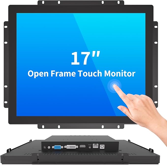 17 Inch Open Frame Touch Monitor PCAP 10-Point Touch Industrial Touchscreen Monitor with HDMI/VGA/DVI Interface Active Matrix TFT LCDLED Backlight with VESA Mount