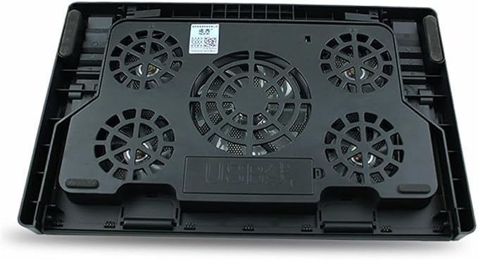 Kisangel USB Laptop Cooling Stand 5 Fans Cooler Multi-Angle Adjustable Laptop Cooler Base with Anti-Skid Heatsink for Gaming and Office Use Black