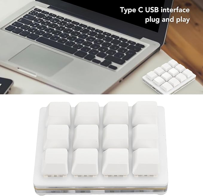 Sorandy 12 Key Mechanical Gaming Keyboard One Handed Programmable Mechanical Keyboard RGB Multifunctional Mechanical Gaming Keypad Mini USB Wired RGB Red Switch (White) Sorandypg56tazskn-11