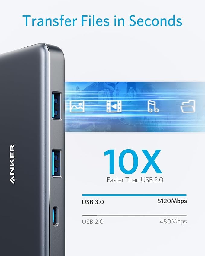 Anker USB C Hub 7-in-1 (10 Pack) with 4K HDMI 85W Power Delivery USB-C and 2 USB-A 5Gbps Data Ports microSD and SD Card Reader for MacBook Air MacBook Pro XPS and More