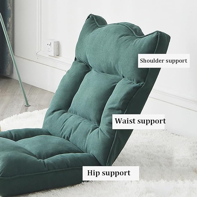 ELEFOCUS Adjustable Floor Sofa Chair 5 Position Multi-Angle Padded Floor Chair Cushioned Back Support Versatile Video Game Chairs(White)