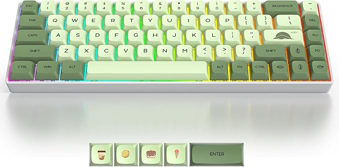 Green 65% Percent Small Mechanical Keyboard 68 Key RGB Gaming Keyboard Red Switch USB-C Wired Keyboard PBT XDA Keycaps Compact Mini Key Board for Game Office (68 Matcha)