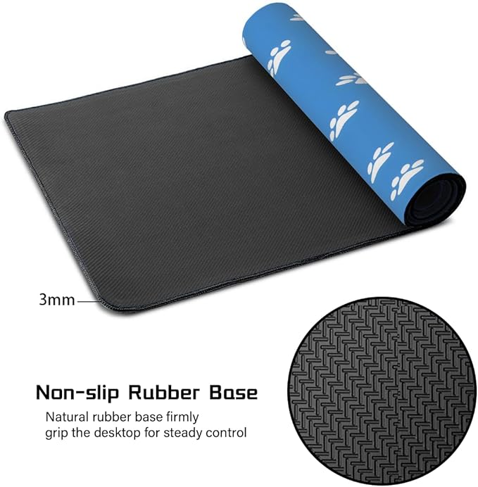Blue Dog Paw Prints Large Mouse Pad Gaming Mousepad Desk Mat for Desktop Computer Keyboard Waterproof Mouse Mat Desk Pad with Non-Slip Base for Game School Office Home 35.4 x 15.7