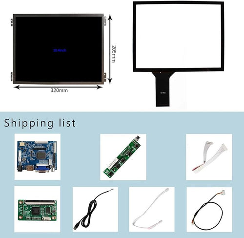 10.4 inch VS104T-004A 1024x768 4:3 600nit IPS Touch Screen and VGA 2AV LCD Controller Board