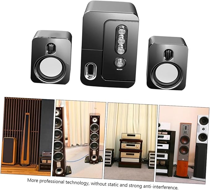 USB Computer Laptop Desktop Speakers Black Compact Wired Surround Sound with Bass Subwoofer Multi-Purpose Home and Office Audio System
