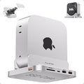 Mac mini M4 Dock with 4TB M.2 SSD Enclosure 8-in-1 Aluminum Vertical USB-C Hub for Mac mini M4 Pro Hub Stand with USB-A/C 3.2 10Gbps 2xUSB-A 2.0 3.5mm Audio SD/TF (SSD NOT Included)