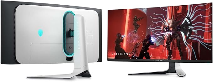 Alienware AW3423DW Curved Gaming Monitor 34.18 inch Quantom Dot-OLED 1800R Display 3440x1440 Pixels at 175Hz True 0.1ms Gray-to-Gray 1M:1 Contrast Ratio 1.07 Billions Colors - Lunar Light