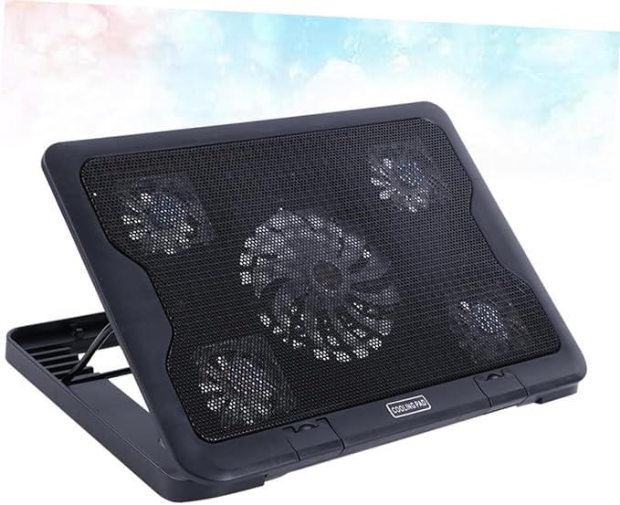 BESPORTBLE USB Laptop Cooling Pad with 5 Fans Adjustable Multi-Angle Cooler Stand Anti-Skid Laptop Cooler Base for Gaming and Office Use