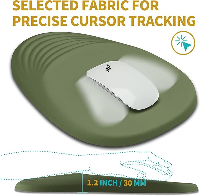 Hokafenle Ergonomic Mouse Pad Wrist Support with Stepped-Wedge Design Wrist Rest Pain Relief Mousepad Filled with Memory Foam Carpal Tunnel Mousepad for Wireless Mouse(12x8 inch Dark Green)