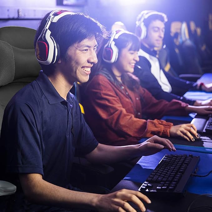Massage Gaming Chair Ergonomic Office Chair High Back Desk Chair PU Leather Executive Chair with Lumbar Support Headrest Armrest PC Racing Computer Chair Task Rolling Swivel Chair Gery