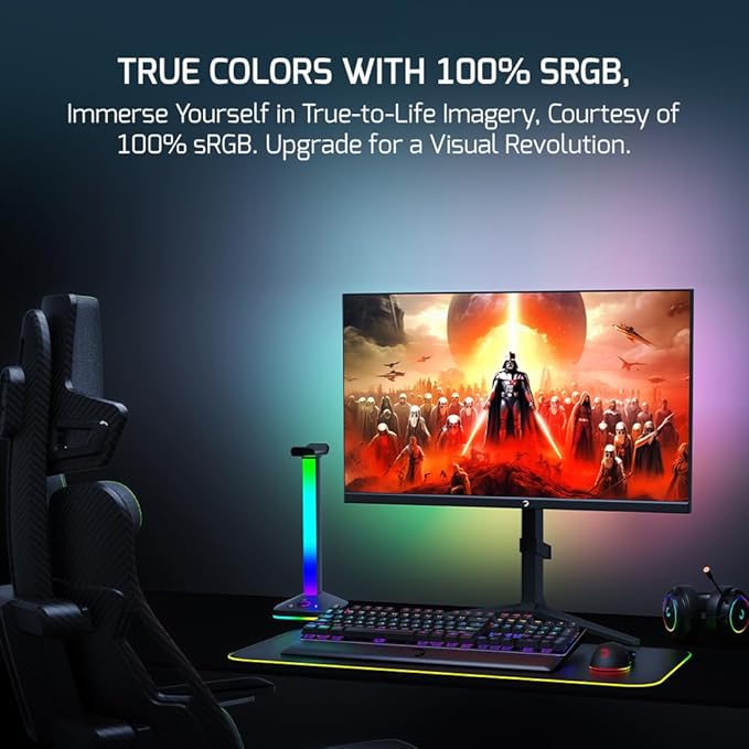GAMEPOWER Rapid 27 inch Gaming Monitor 360Hz 1ms 1080P Flat IPS HDR10 Height/Tilt/Swivel/Pivot Adjustable RGB Anti-Glare Display HDMI/DP/USB FreeSync G-Sync 350 cd/m² Bright LEDs Laser Logo