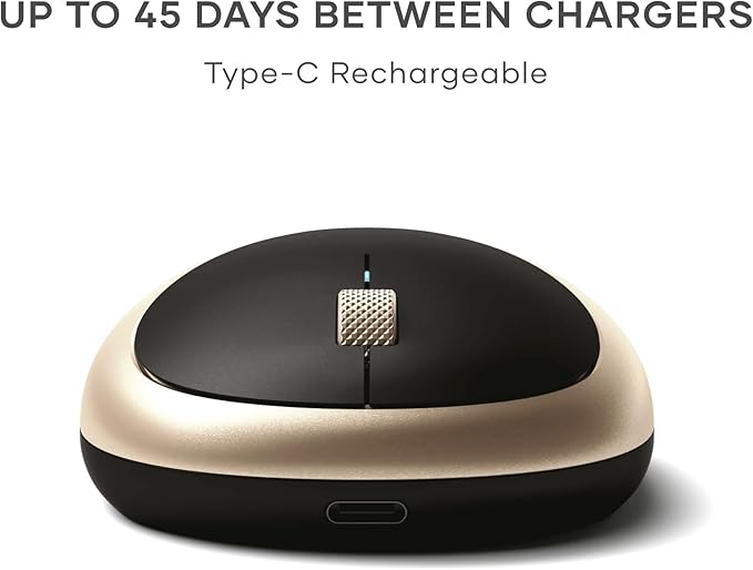 Satechi M1 Wireless Bluetooth Mouse USB-C Rechargeable Compact &amp Portable for MacBook Air/Pro M5/M4 iPad Air/Pro M5/M4/M3 iPad mini Mac mini iMac &amp Windows - Gold